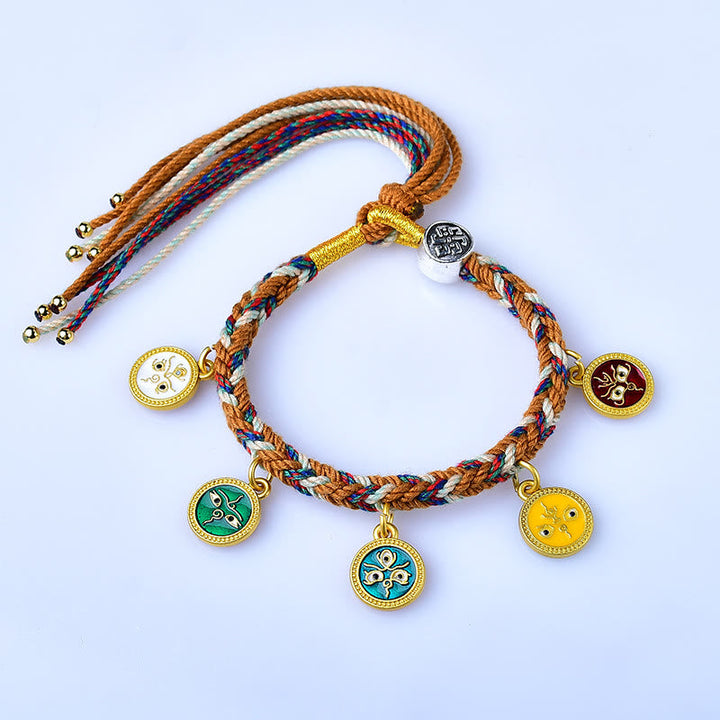 BWOOOH Handmade Tibetan Multicolored Rope Five God Of Wealth Luck Bracelet
