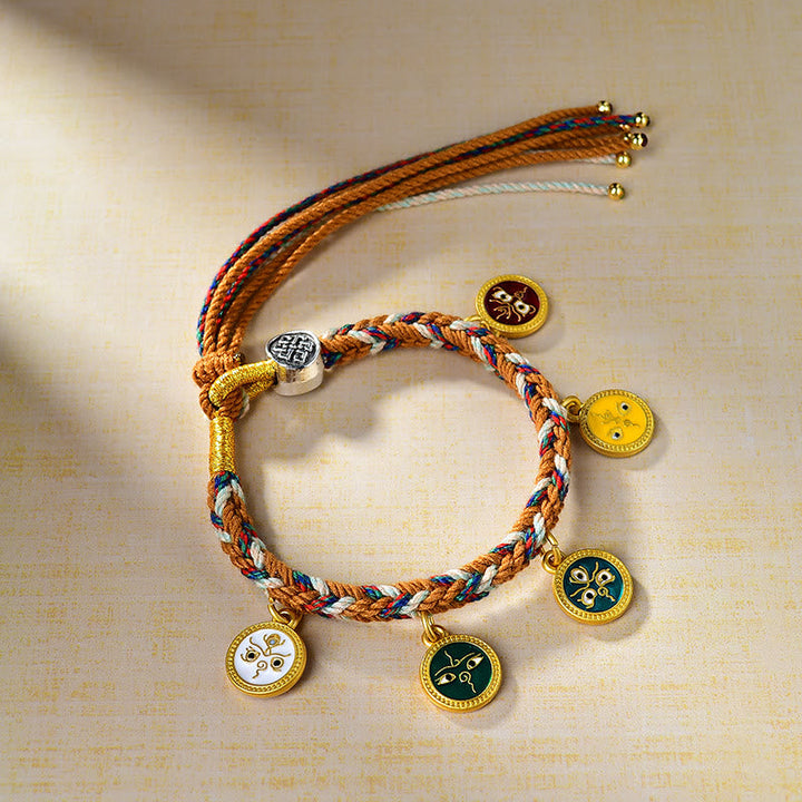 BWOOOH Handmade Tibetan Multicolored Rope Five God Of Wealth Luck Bracelet