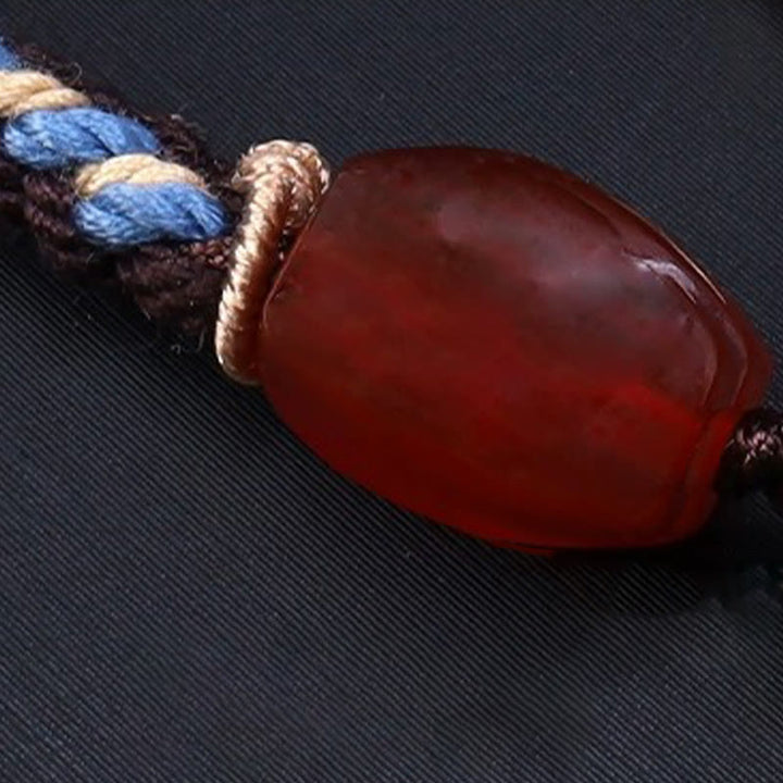 BWOOOH Tibetan Nine-eye Dzi Bead Protection Braided Rope Necklace Pendant