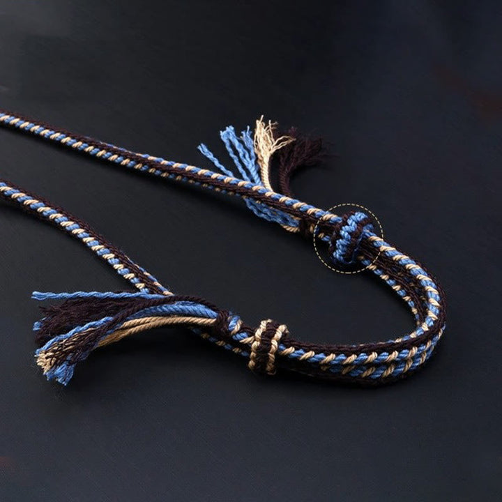 BWOOOH Tibetan Nine-eye Dzi Bead Protection Braided Rope Necklace Pendant