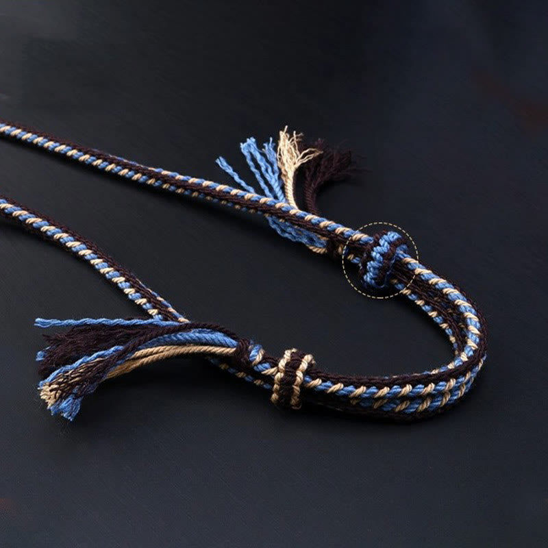 BWOOOH Tibetan Nine-eye Dzi Bead Protection Braided Rope Necklace Pendant