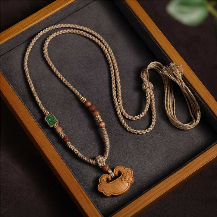 BWOOOH Tibetan Sandalwood Chinese Lock Charm Protection Necklace Pendant