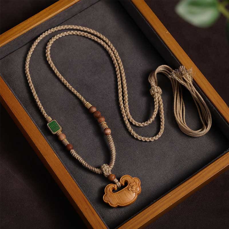 BWOOOH Tibetan Sandalwood Chinese Lock Charm Protection Necklace Pendant