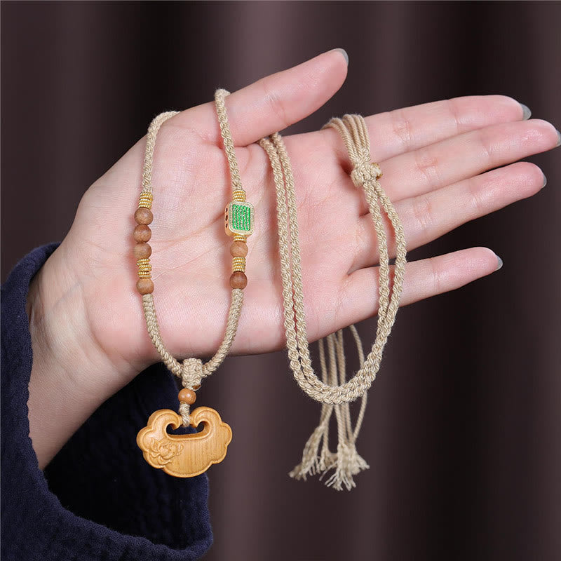 BWOOOH Tibetan Sandalwood Chinese Lock Charm Protection Necklace Pendant