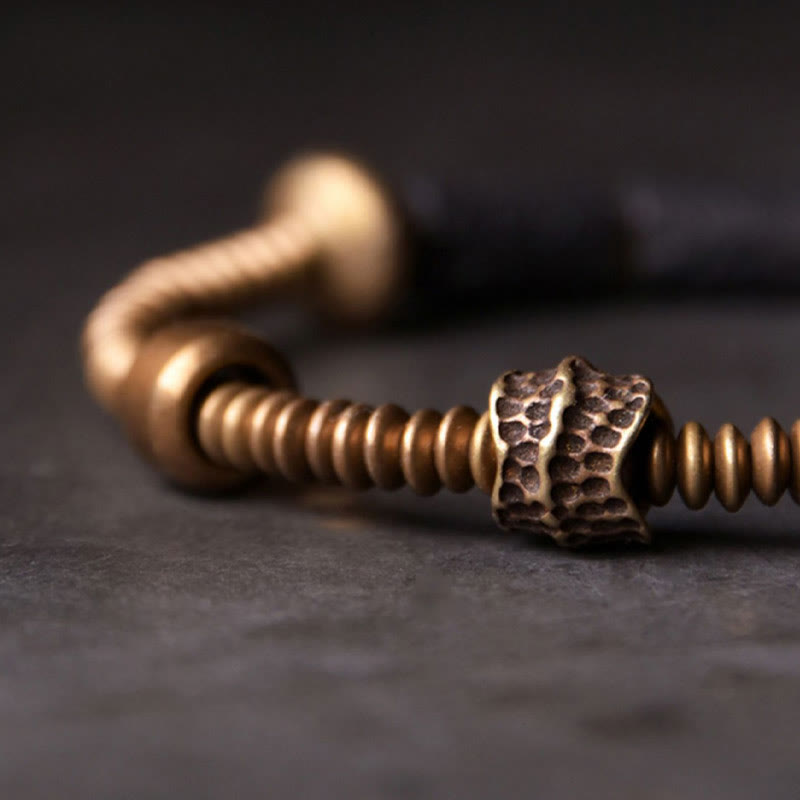 BWOOOH Luck Wealth Black Lava Rock Beads Copper Bracelet
