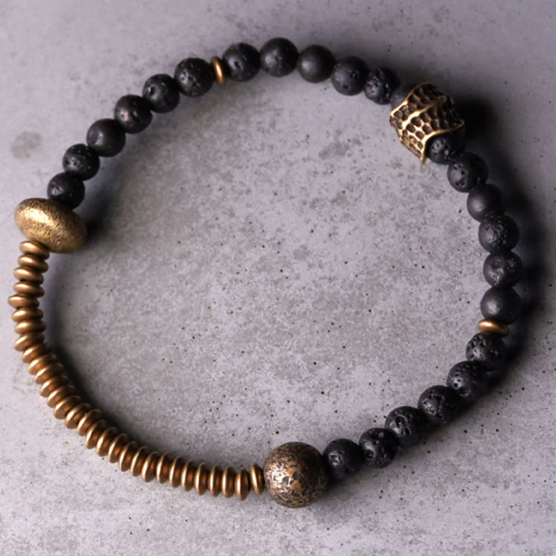 BWOOOH Support Healing Lava Rock Beads Copper Bracelet