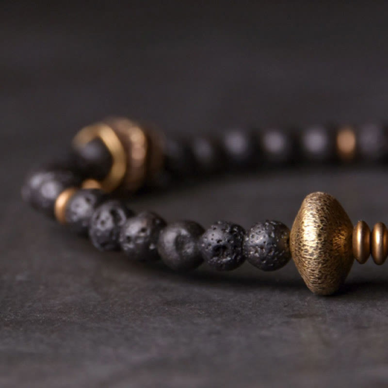BWOOOH Support Healing Lava Rock Beads Copper Bracelet