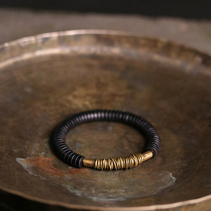 BWOOOH Calm Tibetan Ebony Wood Copper Bracelet