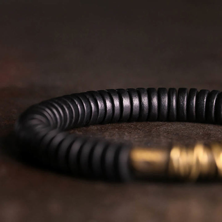 BWOOOH Calm Tibetan Ebony Wood Copper Bracelet