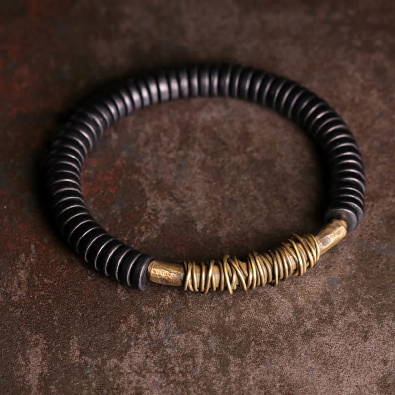 BWOOOH Calm Tibetan Ebony Wood Copper Bracelet