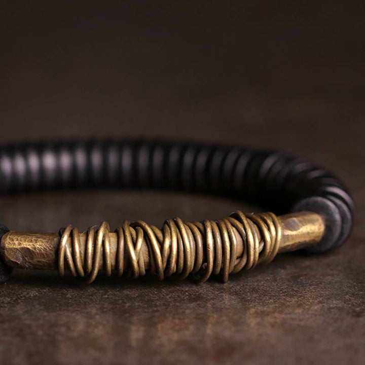 BWOOOH Calm Tibetan Ebony Wood Copper Bracelet