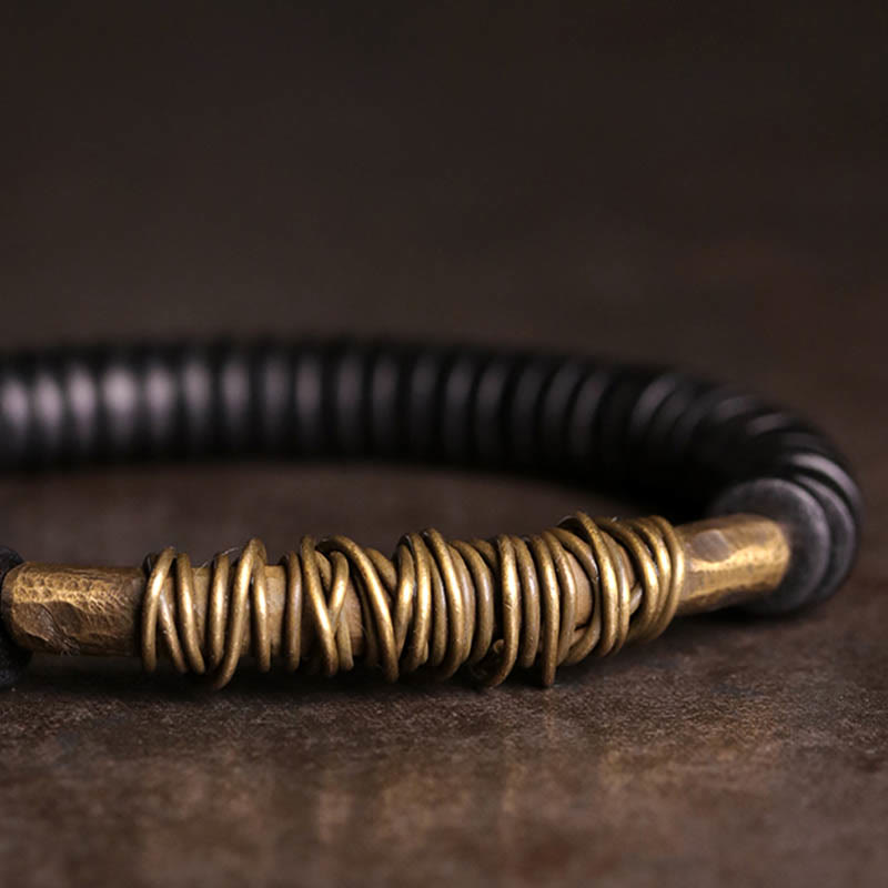 BWOOOH Calm Tibetan Ebony Wood Copper Bracelet