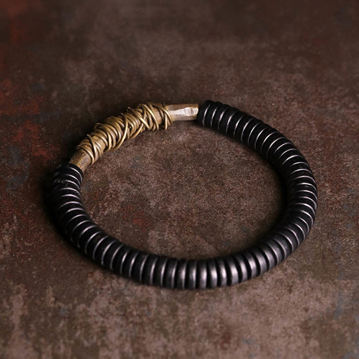 BWOOOH Calm Tibetan Ebony Wood Copper Bracelet