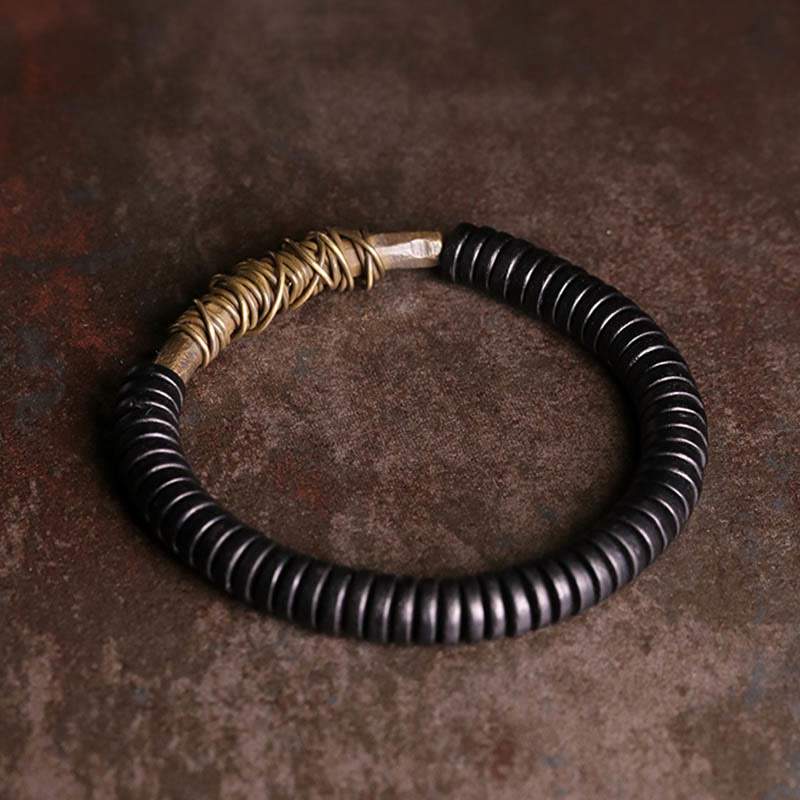 BWOOOH Calm Tibetan Ebony Wood Copper Bracelet