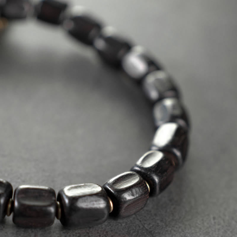 BWOOOH Vintage Peace Tibetan Ebony Wood Beads Copper Multilayered Healing Bracelet