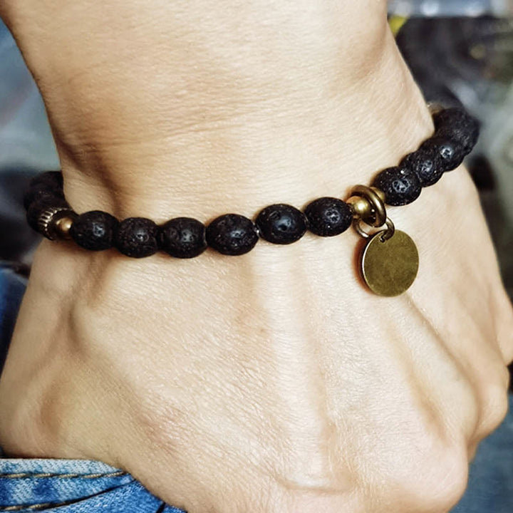 BWOOOH Natural Lava Rock Beads Calm Support Healing Bracelet