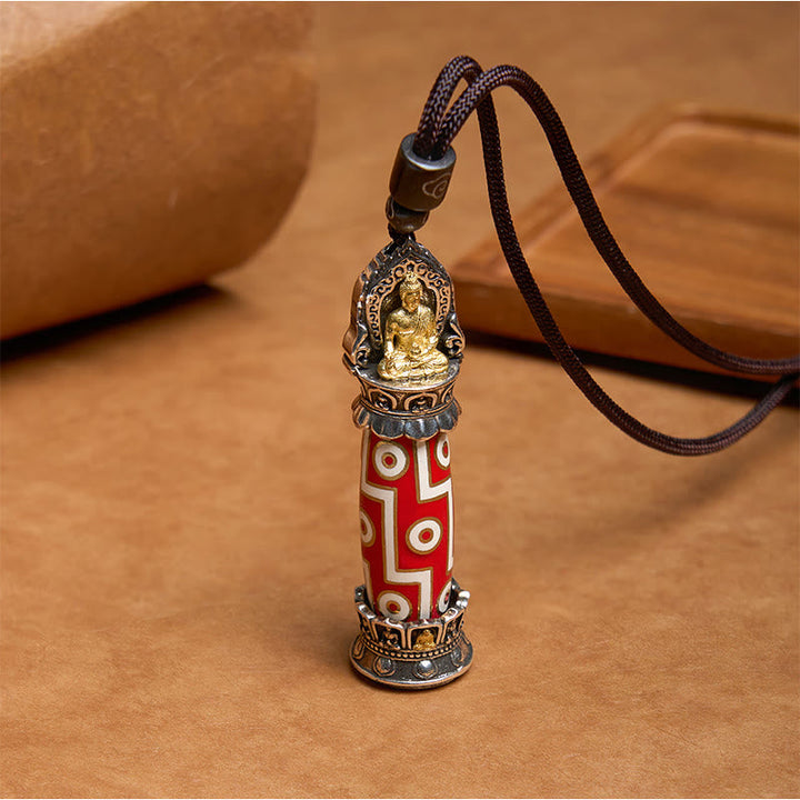 BWOOOH Tibetan Medicine Buddha Nine-Eye Dzi Bead Protection Necklace Pendant