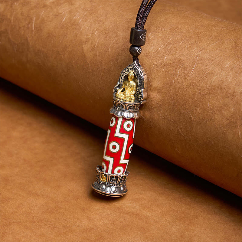 BWOOOH Tibetan Medicine Buddha Nine-Eye Dzi Bead Protection Necklace Pendant
