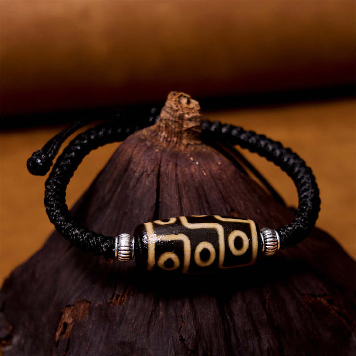 BWOOOH Tibetan Nine-Eye Dzi Bead Three-eyed Dzi Bead Wealth Protection Rope Bracelet