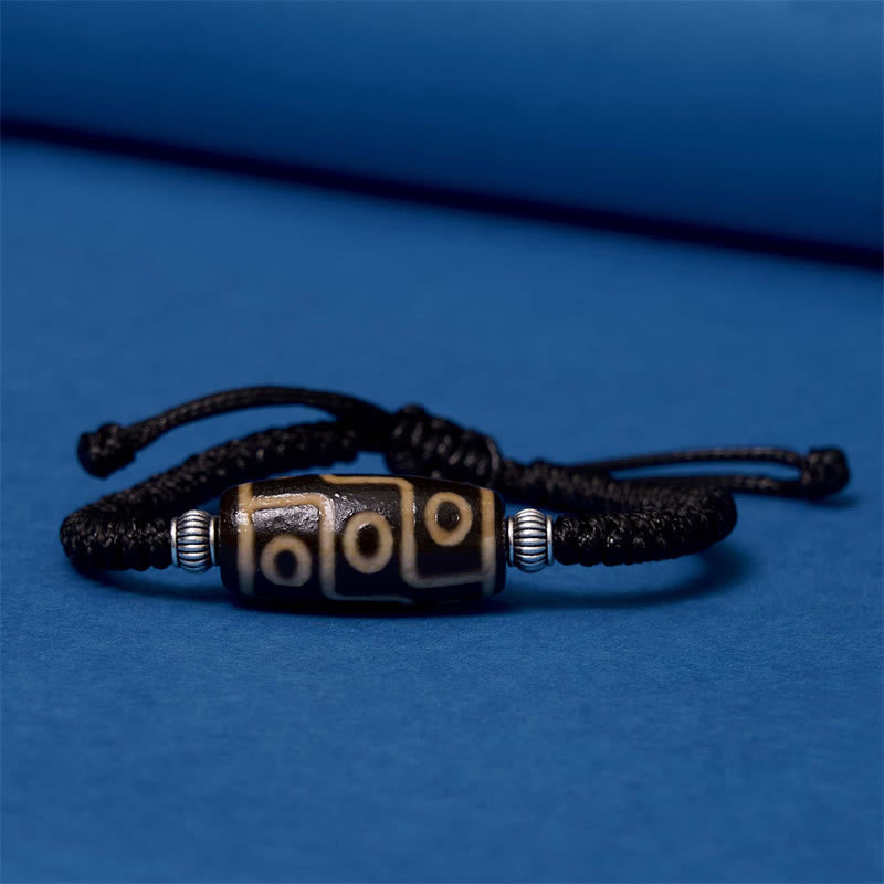 BWOOOH Tibetan Nine-Eye Dzi Bead Three-eyed Dzi Bead Wealth Protection Rope Bracelet