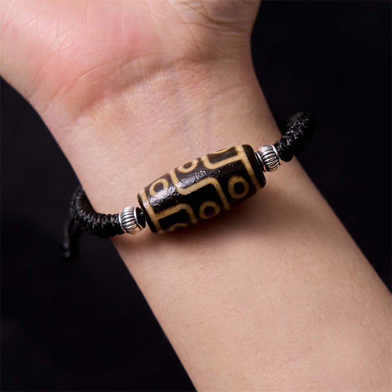 BWOOOH Tibetan Nine-Eye Dzi Bead Three-eyed Dzi Bead Wealth Protection Rope Bracelet