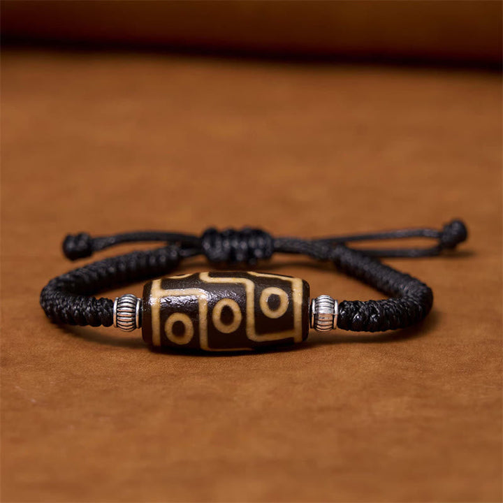 BWOOOH Tibetan Nine-Eye Dzi Bead Three-eyed Dzi Bead Wealth Protection Rope Bracelet