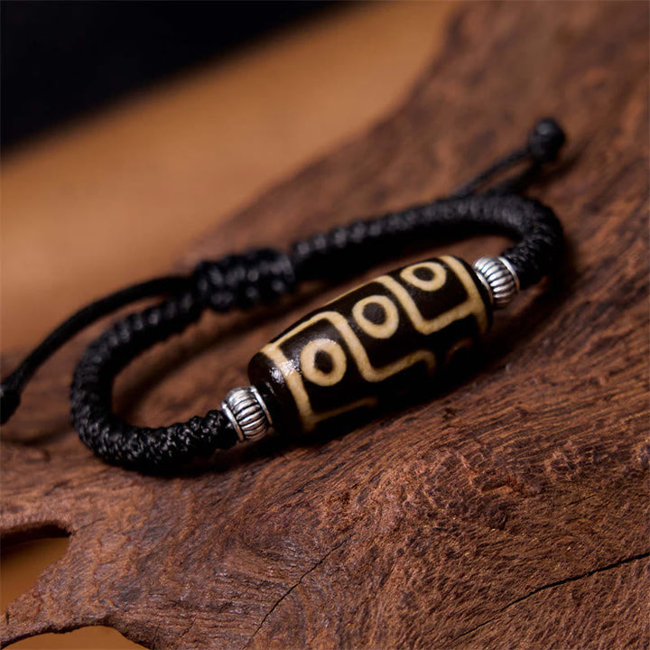 BWOOOH Tibetan Nine-Eye Dzi Bead Three-eyed Dzi Bead Wealth Protection Rope Bracelet