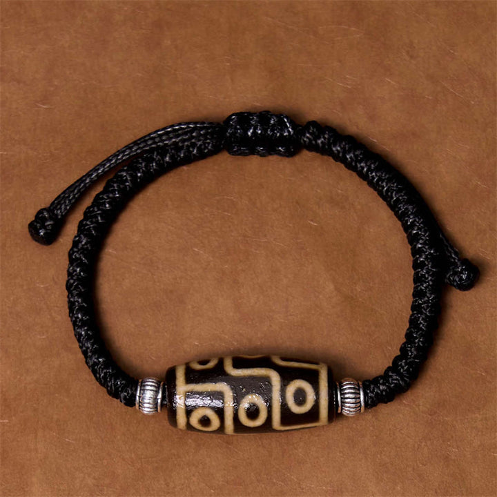 BWOOOH Tibetan Nine-Eye Dzi Bead Three-eyed Dzi Bead Wealth Protection Rope Bracelet