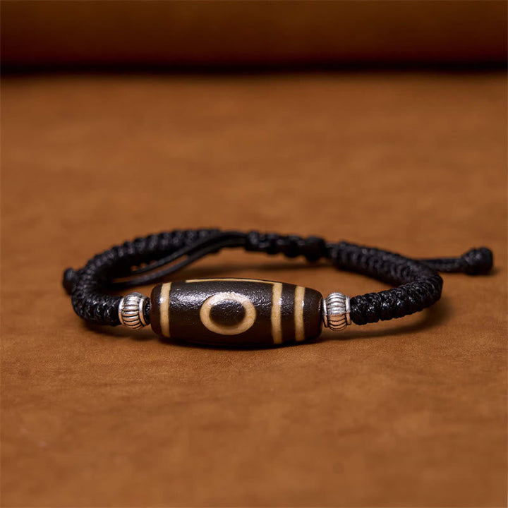 BWOOOH Tibetan Nine-Eye Dzi Bead Three-eyed Dzi Bead Wealth Protection Rope Bracelet