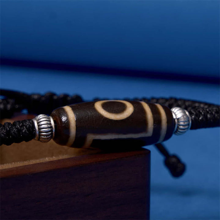 BWOOOH Tibetan Nine-Eye Dzi Bead Three-eyed Dzi Bead Wealth Protection Rope Bracelet
