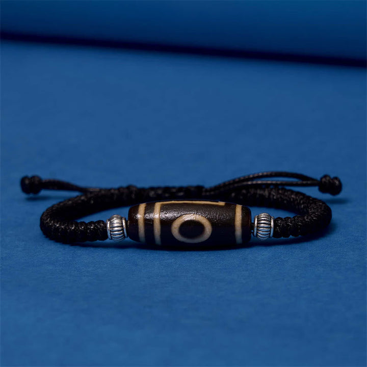 BWOOOH Tibetan Nine-Eye Dzi Bead Three-eyed Dzi Bead Wealth Protection Rope Bracelet