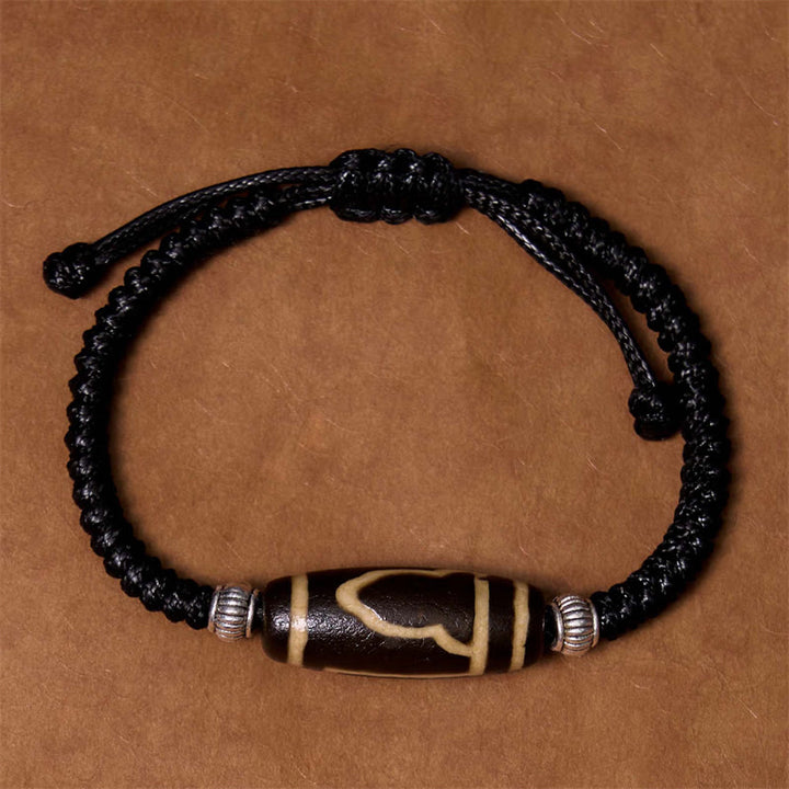 BWOOOH Tibetan Nine-Eye Dzi Bead Three-eyed Dzi Bead Wealth Protection Rope Bracelet