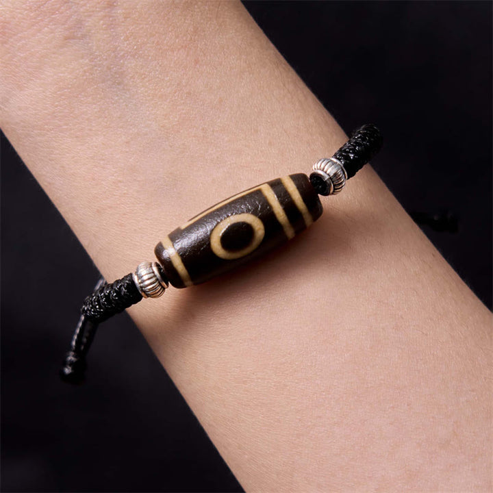 BWOOOH Tibetan Nine-Eye Dzi Bead Three-eyed Dzi Bead Wealth Protection Rope Bracelet