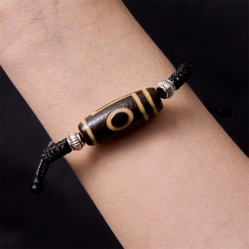 BWOOOH Tibetan Nine-Eye Dzi Bead Three-eyed Dzi Bead Wealth Protection Rope Bracelet