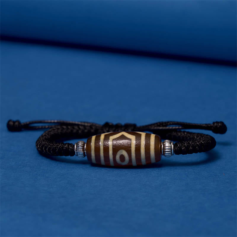 BWOOOH Tibetan Nine-Eye Dzi Bead Three-eyed Dzi Bead Wealth Protection Rope Bracelet