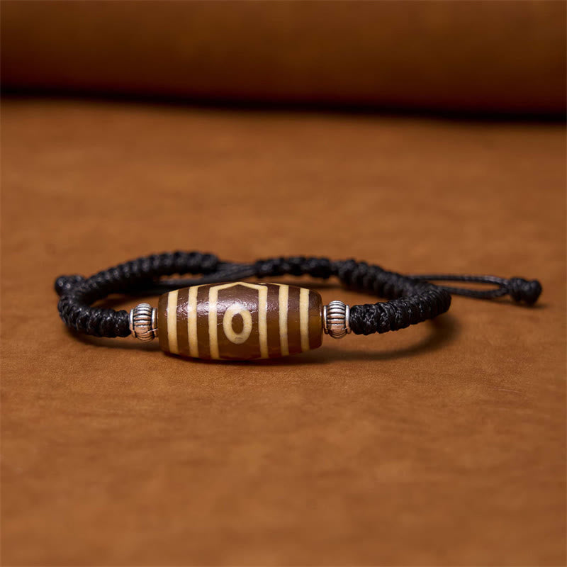 BWOOOH Tibetan Nine-Eye Dzi Bead Three-eyed Dzi Bead Wealth Protection Rope Bracelet