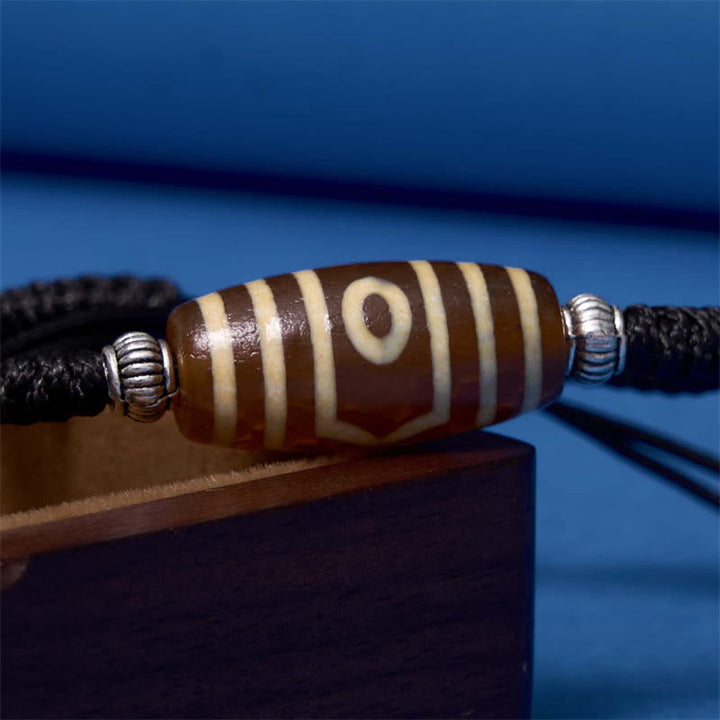 BWOOOH Tibetan Nine-Eye Dzi Bead Three-eyed Dzi Bead Wealth Protection Rope Bracelet