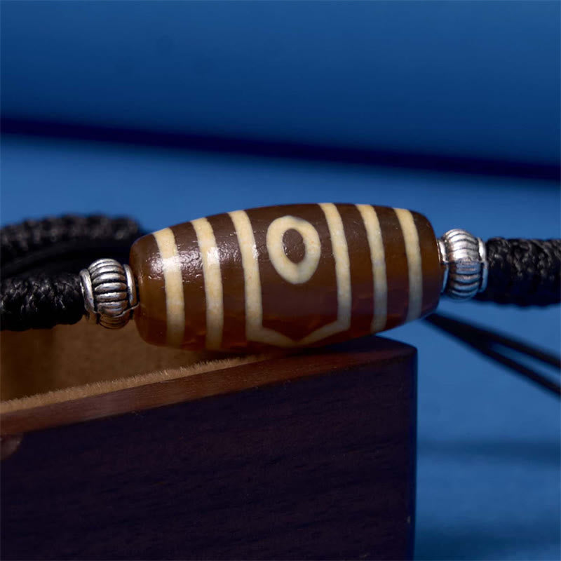BWOOOH Tibetan Nine-Eye Dzi Bead Three-eyed Dzi Bead Wealth Protection Rope Bracelet