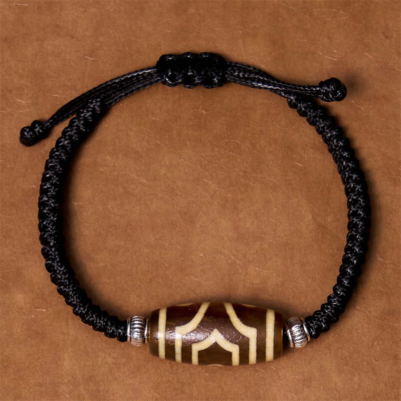 BWOOOH Tibetan Nine-Eye Dzi Bead Three-eyed Dzi Bead Wealth Protection Rope Bracelet