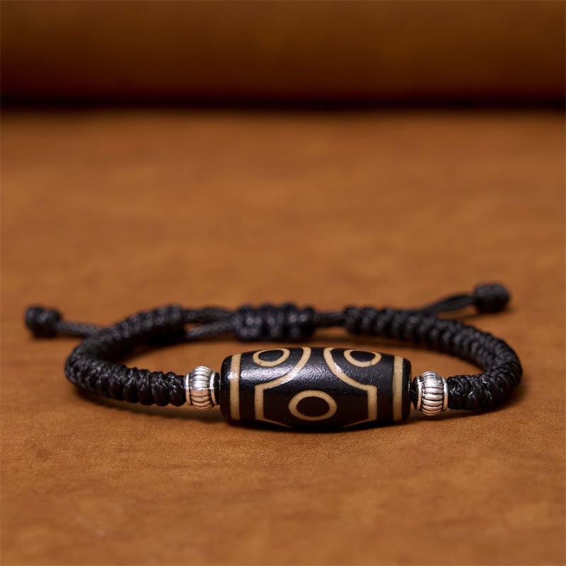 BWOOOH Tibetan Nine-Eye Dzi Bead Three-eyed Dzi Bead Wealth Protection Rope Bracelet