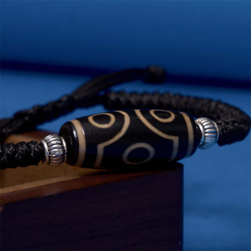 BWOOOH Tibetan Nine-Eye Dzi Bead Three-eyed Dzi Bead Wealth Protection Rope Bracelet