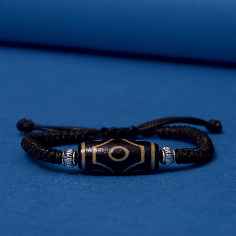 BWOOOH Tibetan Nine-Eye Dzi Bead Three-eyed Dzi Bead Wealth Protection Rope Bracelet
