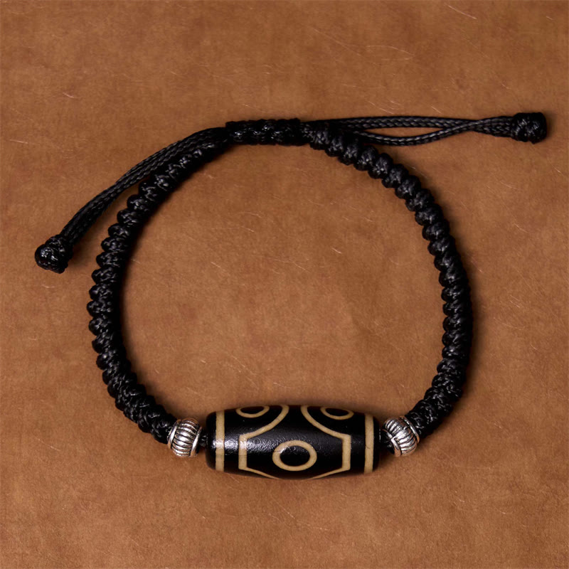 BWOOOH Tibetan Nine-Eye Dzi Bead Three-eyed Dzi Bead Wealth Protection Rope Bracelet
