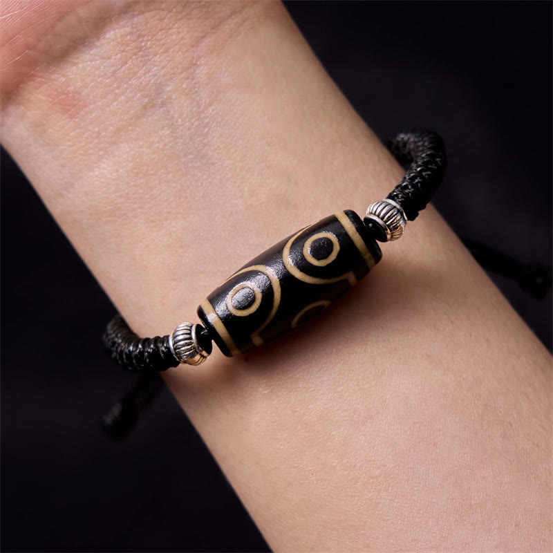 BWOOOH Tibetan Nine-Eye Dzi Bead Three-eyed Dzi Bead Wealth Protection Rope Bracelet
