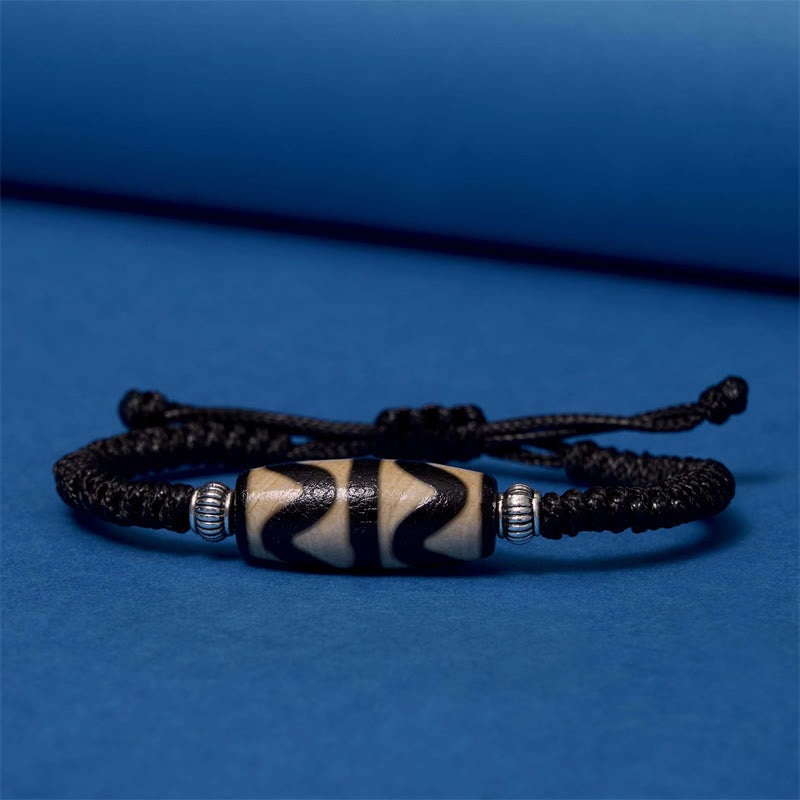 BWOOOH Tibetan Nine-Eye Dzi Bead Three-eyed Dzi Bead Wealth Protection Rope Bracelet