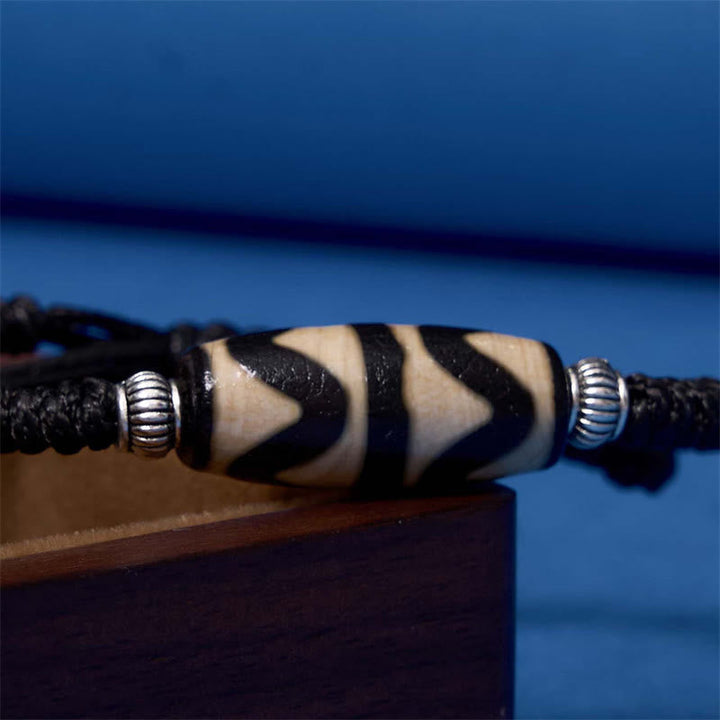 BWOOOH Tibetan Nine-Eye Dzi Bead Three-eyed Dzi Bead Wealth Protection Rope Bracelet