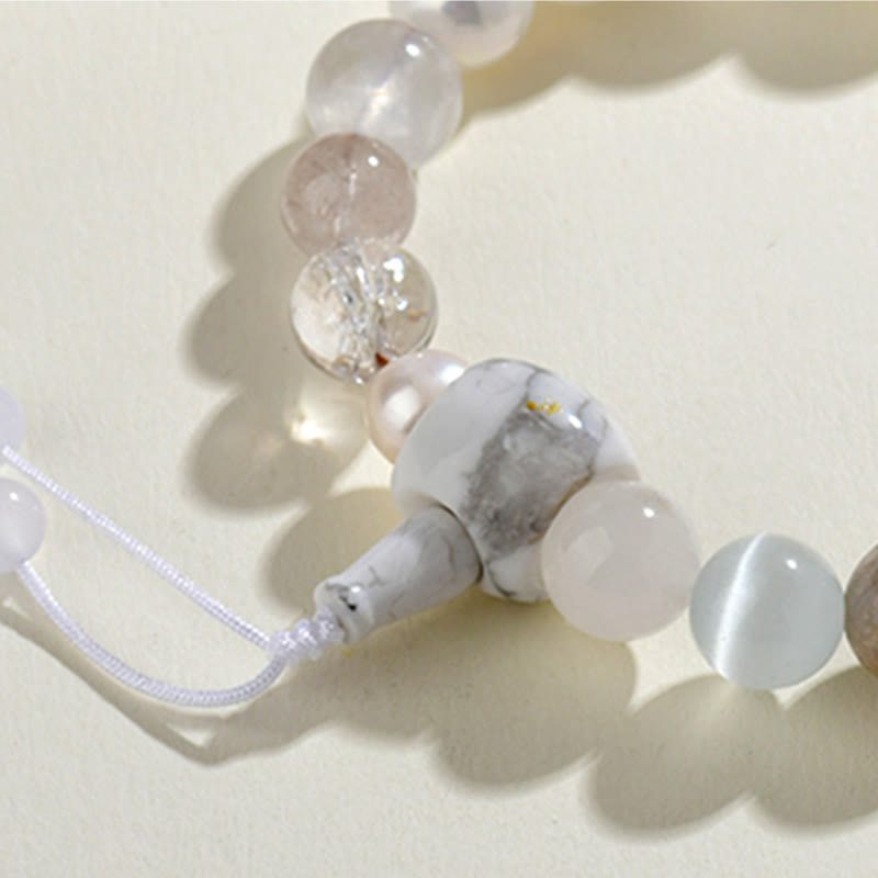 BWOOOH White Agate Pearl 18 Beads Balance Luck Bracelet