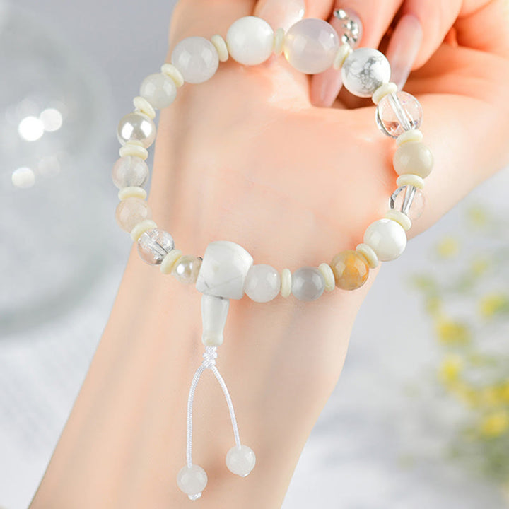 BWOOOH White Agate Pearl 18 Beads Balance Luck Bracelet