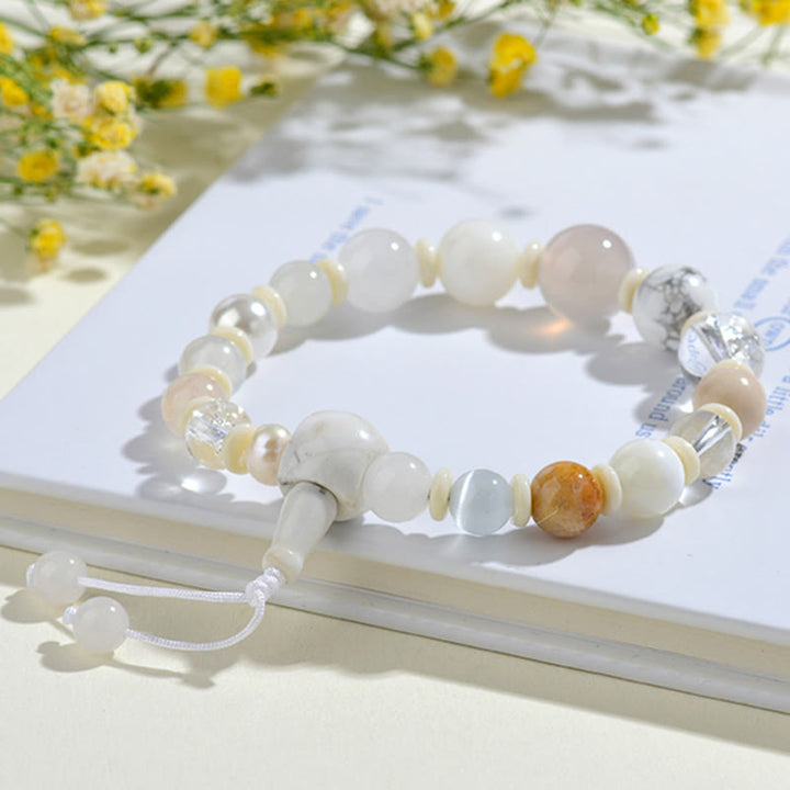 BWOOOH White Agate Pearl 18 Beads Balance Luck Bracelet