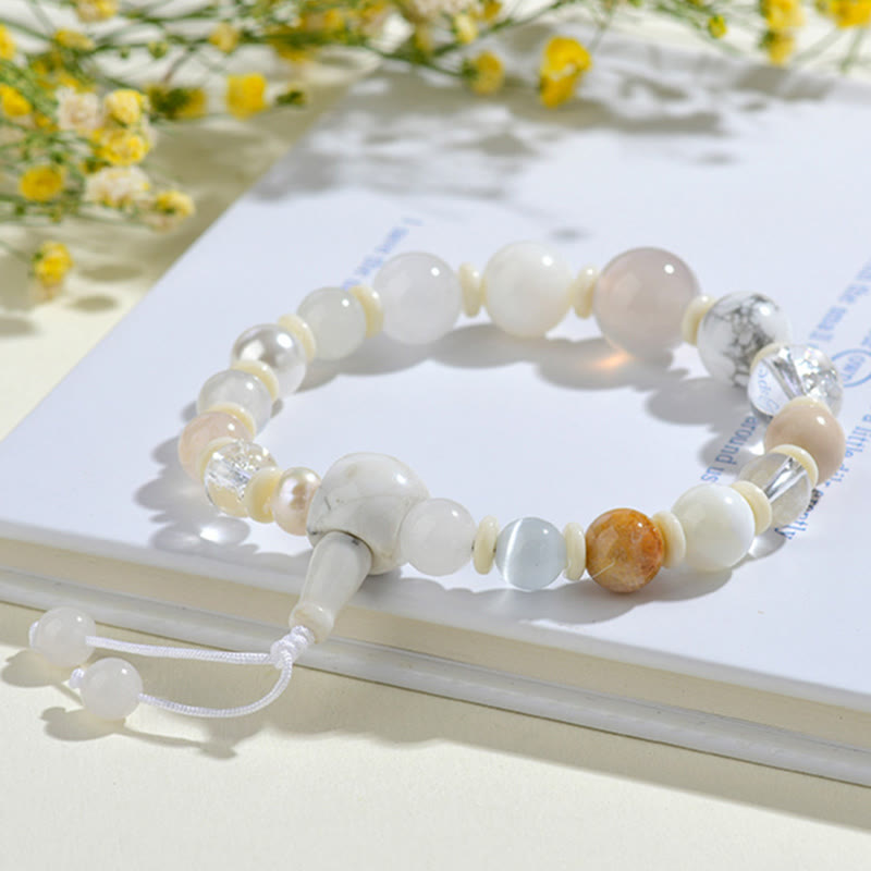 BWOOOH White Agate Pearl 18 Beads Balance Luck Bracelet